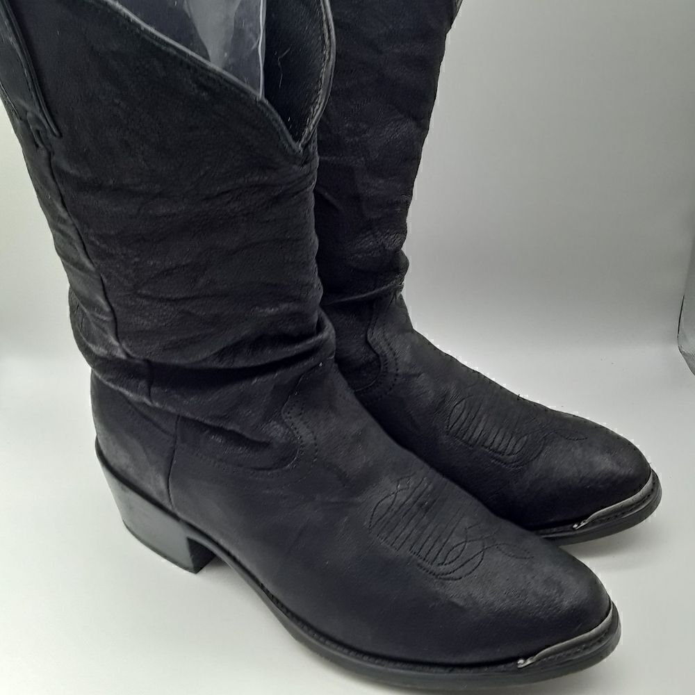 Durango Mens Leather Western Embroidered Boots Size 10 EE Black Color
